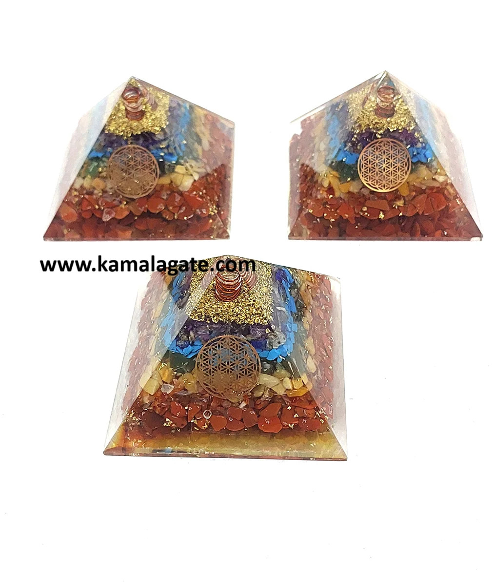 Wholesale 7 Chakra Orgone Pyramid with Copper Coil for Energy & Chakra Healing Styled like Feng Shui