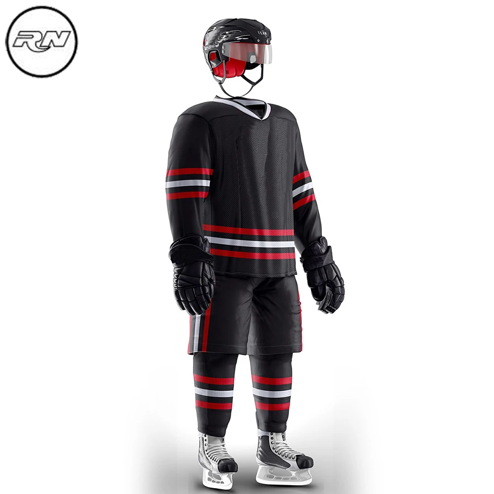 2022 New Men Cool ice Hockey uniform including Jersey Socks & Full Uniform Set Low Price For Team Wear