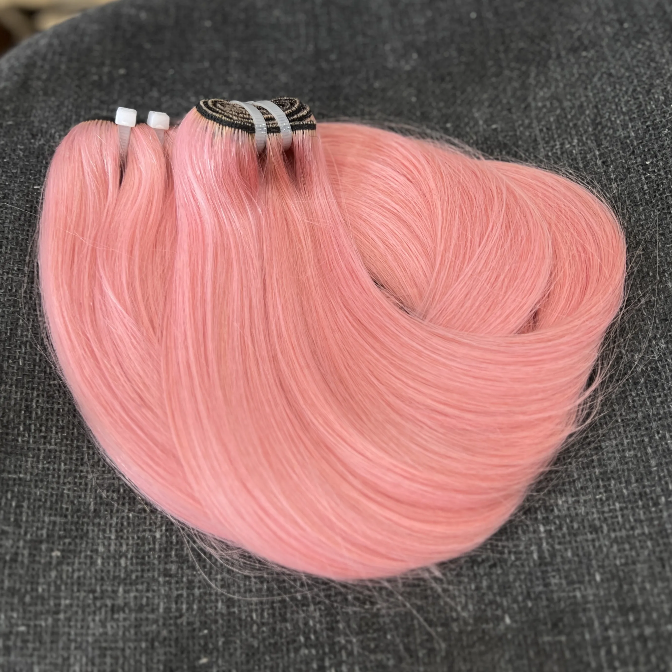 Bone Straight Double Drawn Long Pink Hair Weave Vietnamese Human Hair Extensions Cuticles Aligned
