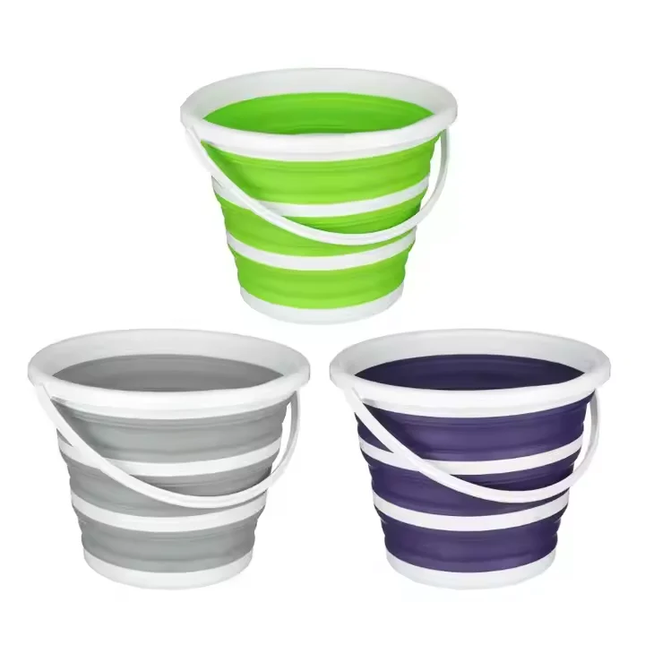 HYRI 10l Round Collapsible Portable Folding Cleaning Fishing Camping Beach Car Washing Outdoor Simple Carry Silicon Ice Bucket