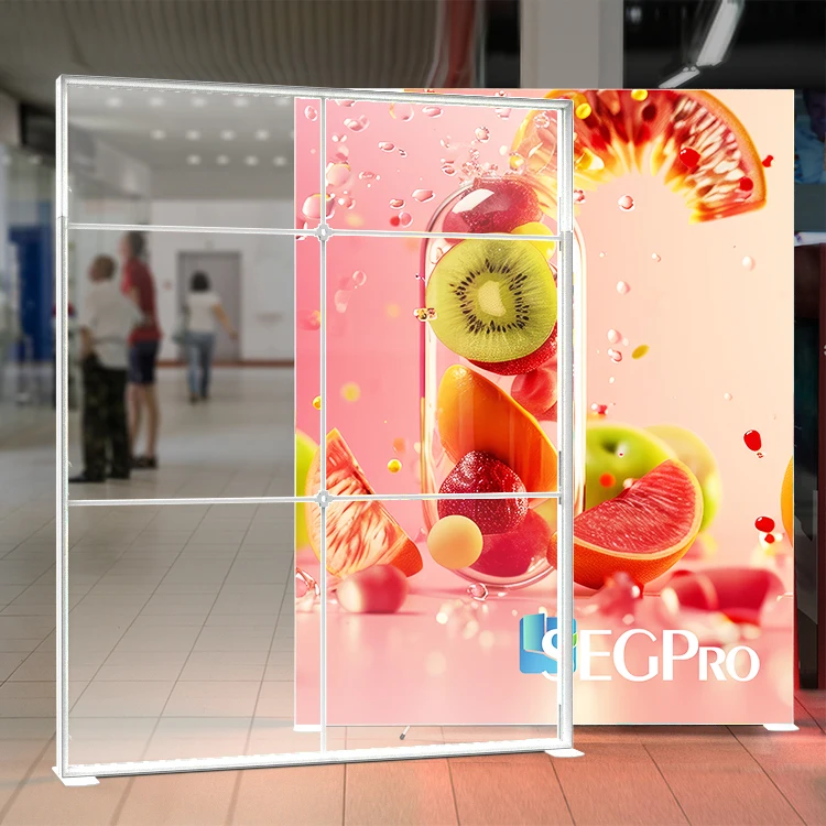 Lintel Free Standing Seg Light Box For Exhibition Display Doubled Side Aluminium Extruded Profile Frame Textile Lightbox