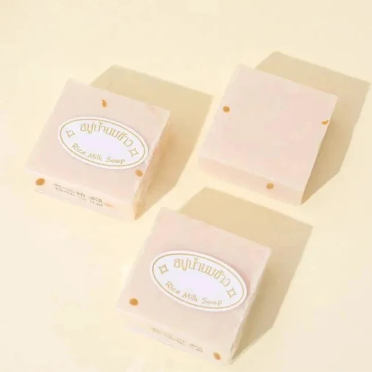 China Factory Best Low Price Savon De Riz Au Lait Body Face Whitening Moisturizing Thailand  White Rice Milk Soap With Milk Jam