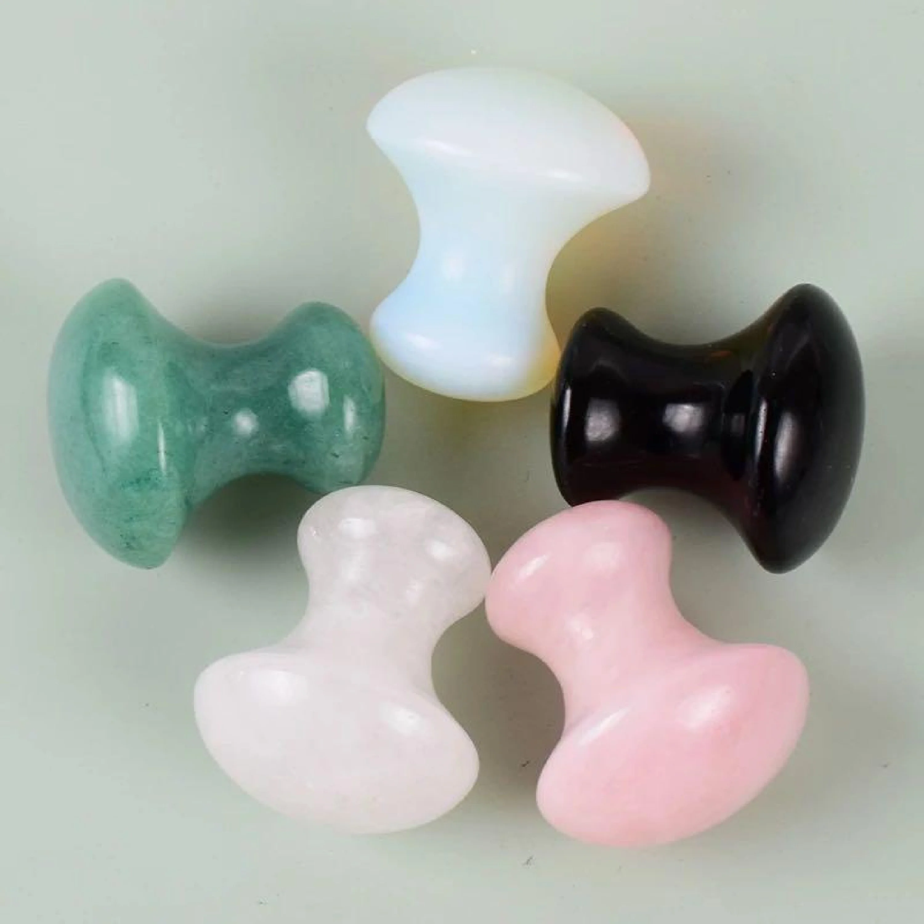 Natural Gemstone Black Obsidian Guasha Mushroom Facial Massager Kit Mushroom Shaped Jade Guasha Massage Set Face Massage