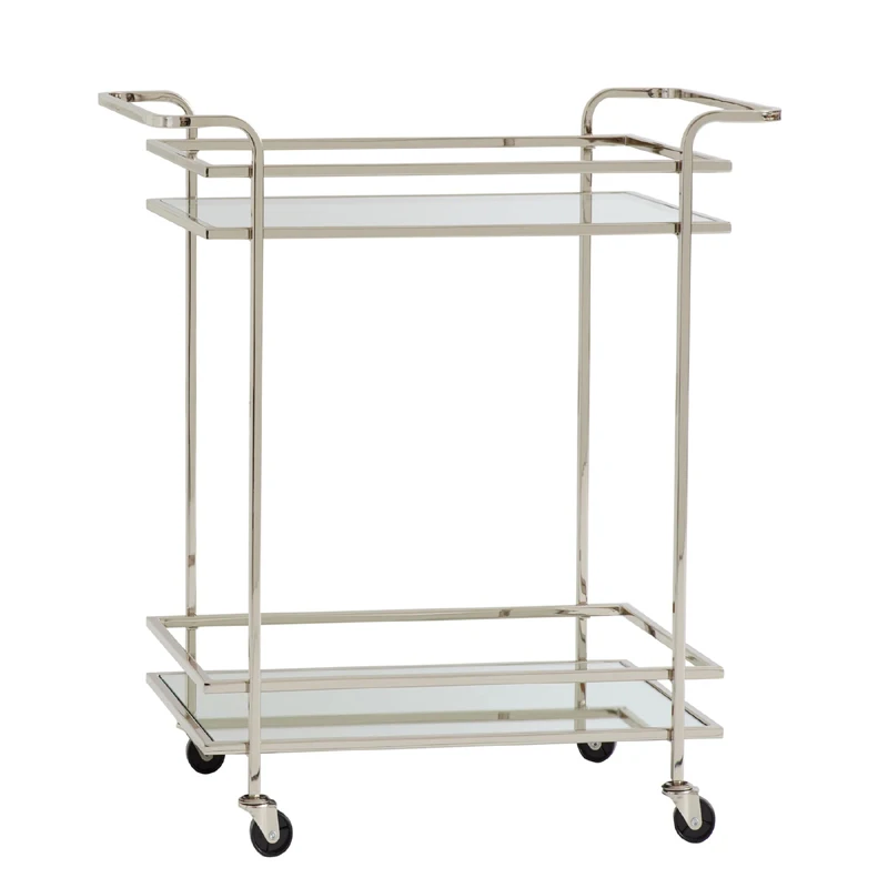2024 New Modern Folding Bar Cart for Sale Hotel Metal Luxury Wine Drinks Food Rolling Trolley