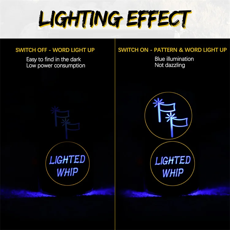 Power On And Off Electric Led Light Antenna Whip 12 Volt Rocker Switch