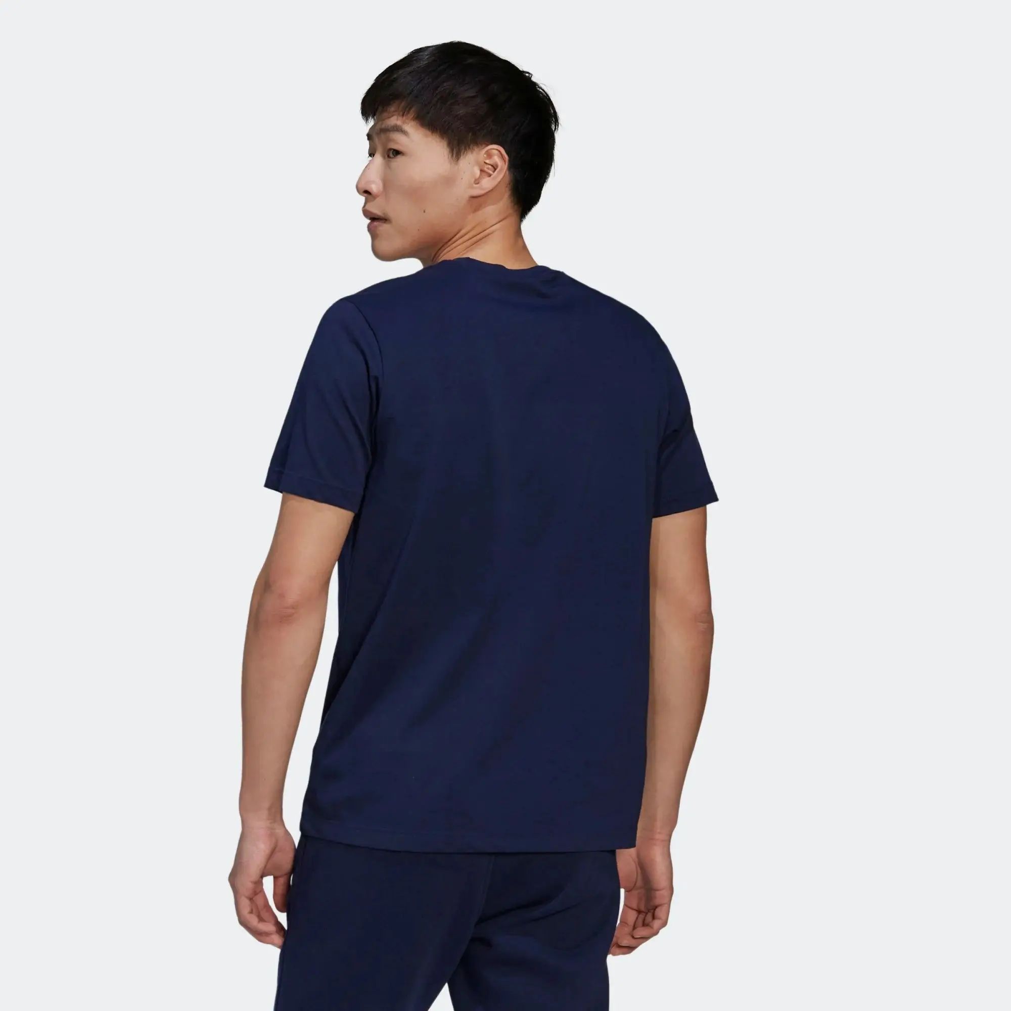 Regular Fit Ribbed Crewneck 100% Cotton Single Jersey Short Sleeves Night Indigo Men Essentials T-Shirts