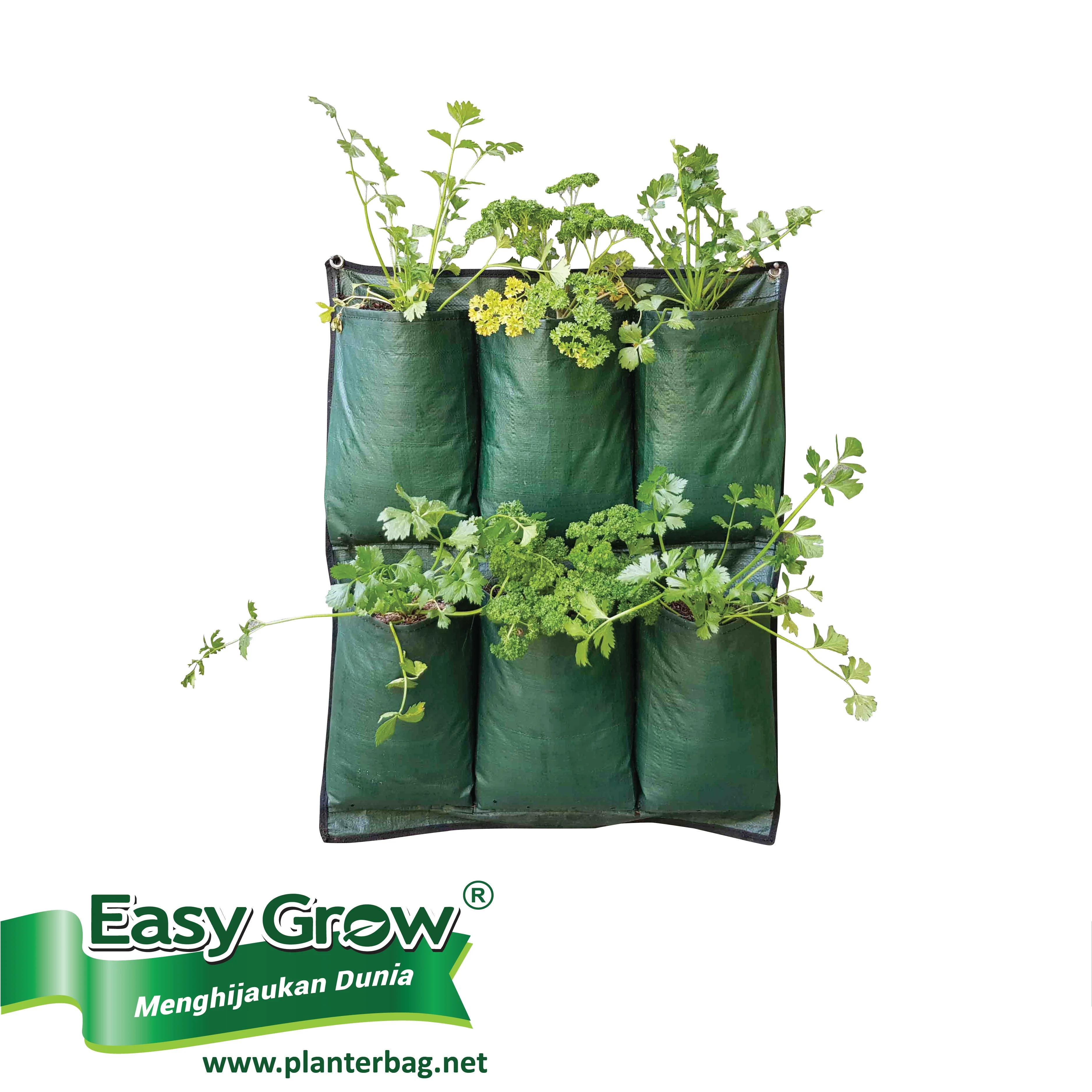 Durable Vertical Garden Felt Grow Bags Pockets Plastic Wall Planter Flower Pots & Planters Black Green