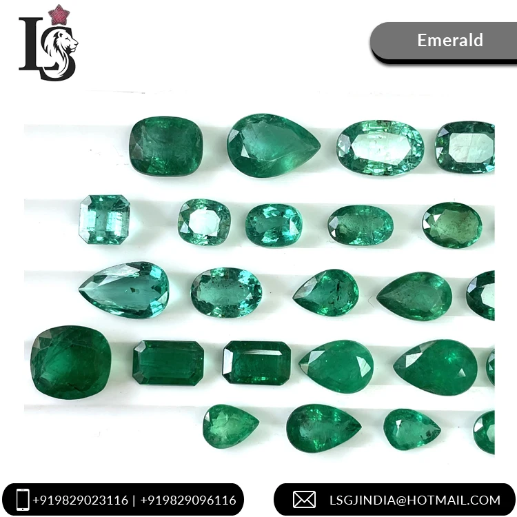 100% Natural Zambian Emerald Cut Loose Gemstone all calibrated size for Jewlery at Affordable Price