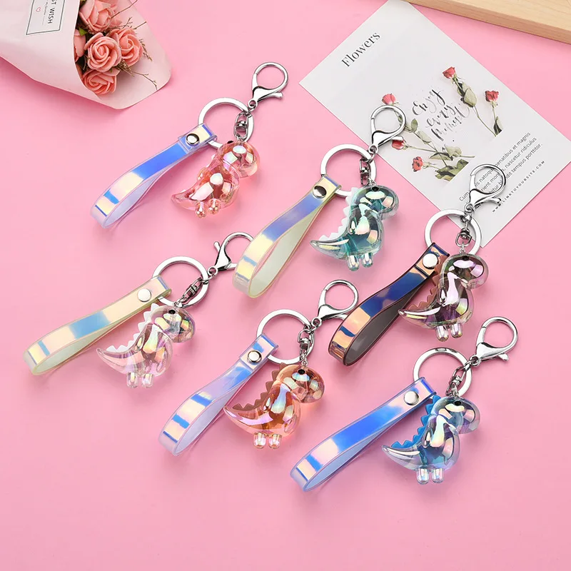 New Acrylic Dinosaur Doll Keychain Cute Animal Charm Key Chains Creative Car Bag Pendant Keyring
