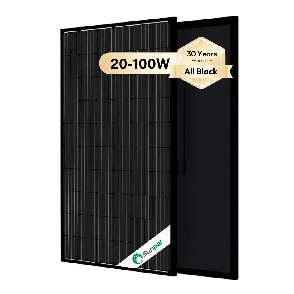 Sunpal Small Solar Energy Panel 50W 120Wmono Crystalline Panel All Black