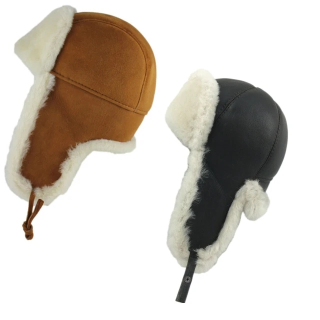 High Quality Windproof Breathable Usage Warm Fur Hats New Arrival Wholesale Genuine Leather Snow Caps With Custom Colors
