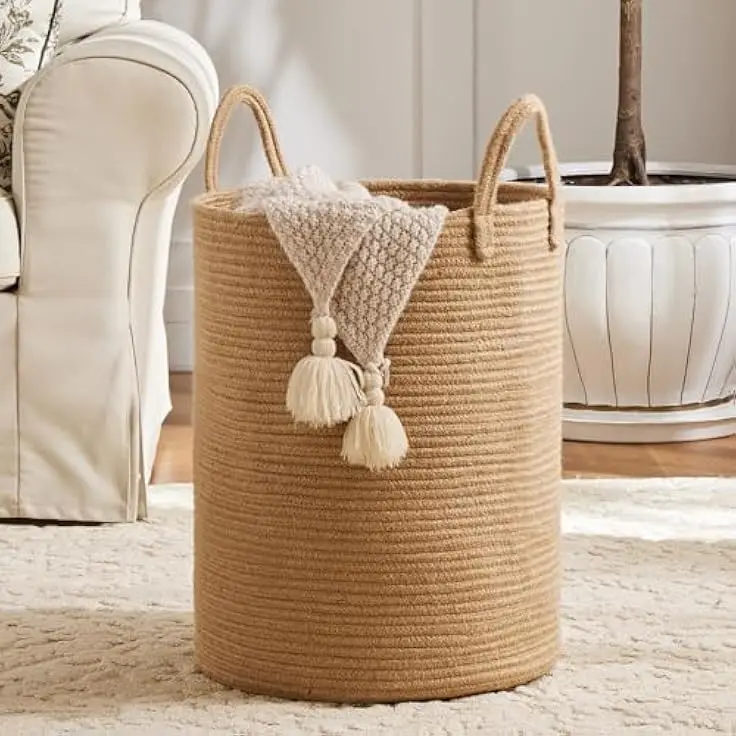 Stylish Water Hyacinth Basket for Rustic and Bohemian Inspired Home Organization