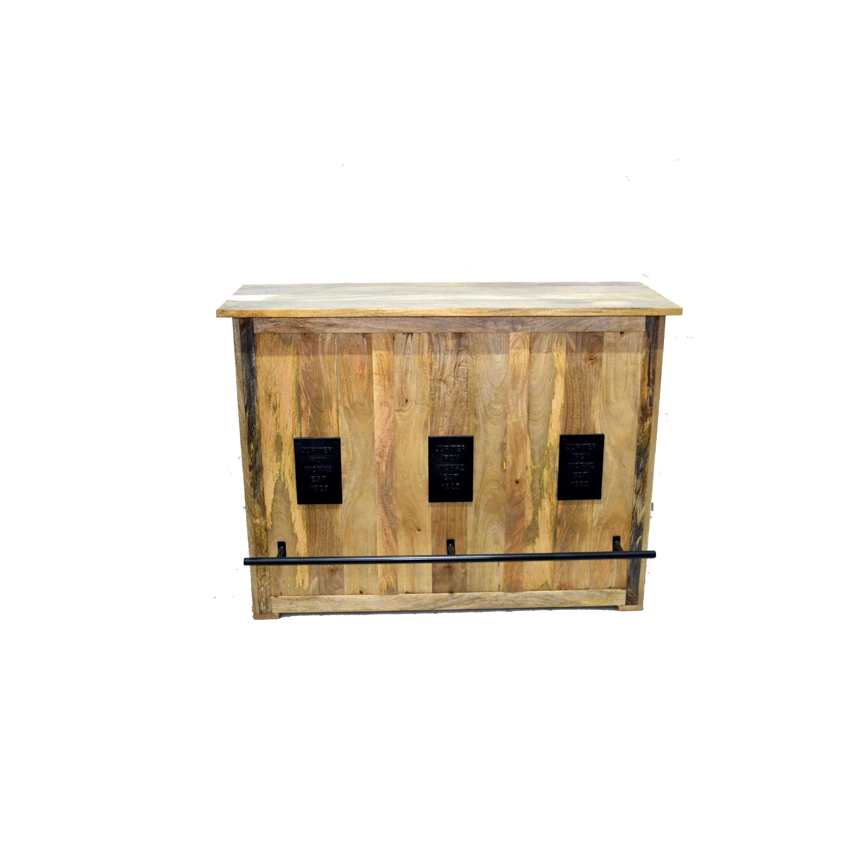 Hot Selling New Design Top Quality Iron and Mango Wood Bar Counter Table with Storage Cabinet for Home, Bar and Restaurant