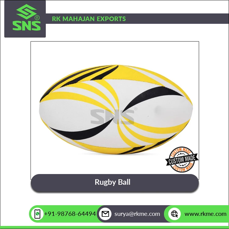 Hand Stitched High Air Retention Latex Bladder 4 Layer Premium Rubber Rugby Ball from Trusted Indian Manufacturer