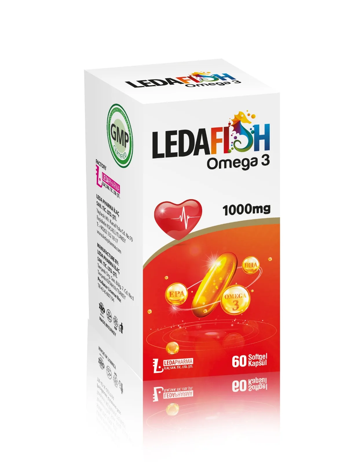 Самый предпочитаемый Оптовый продукт-пищевая добавка-софтгель LEDAFISH OMEGA- 3 60 (1000 мг капсул внутри)