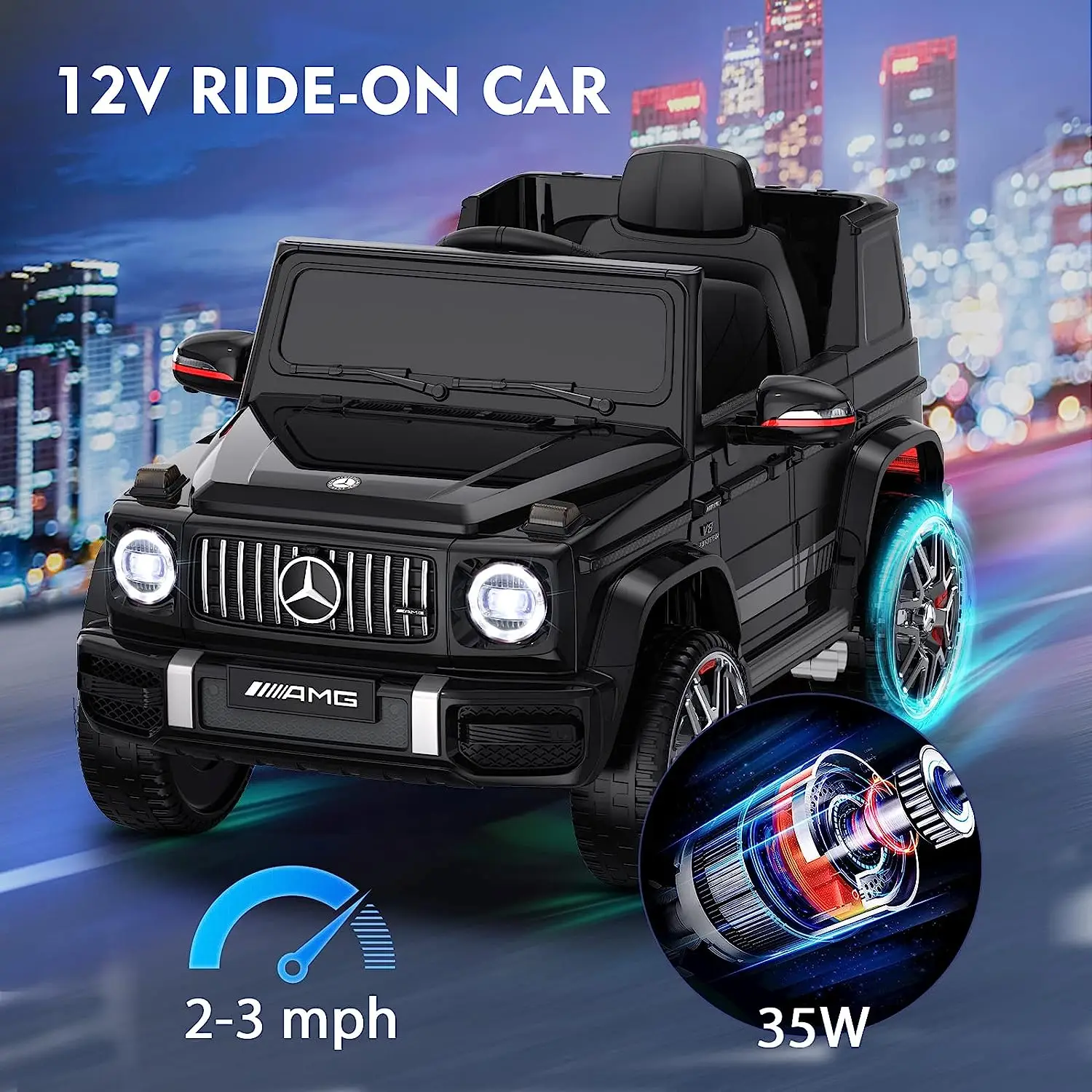 ANPABO Licensed G6 3 Car for Kids, 12V Ride on Car w/Parent Remote Control, Low Battery Voice Prompt, LED Headlight