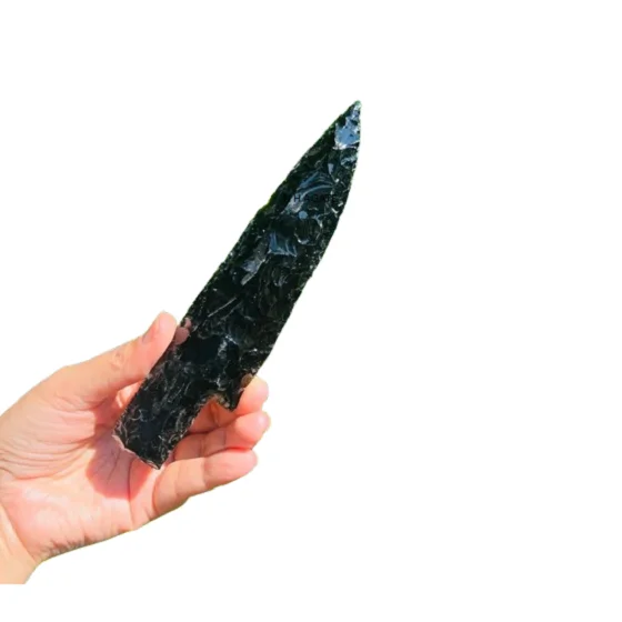 Best Quality Gemstone Carved Black Obsidian Knife Agate Arrowhead Natural Handmade Arrowhead Super Quality For Sale