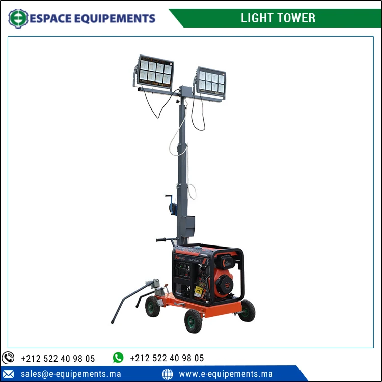 Переносная световая башня прицепа высотой 1800-4800 мм для общего строительства и бетонной отделки ночью