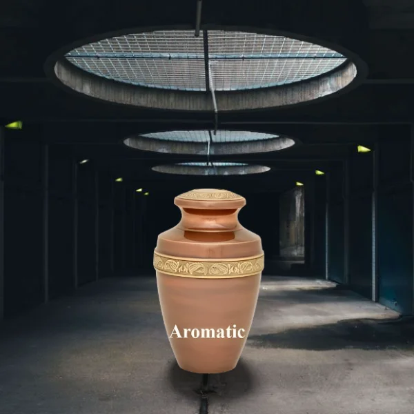 Antique Metal Urn for Adult Human Ashes Banded Brass Cremation Funeral Urn Top Leading Design for Memorial Storage