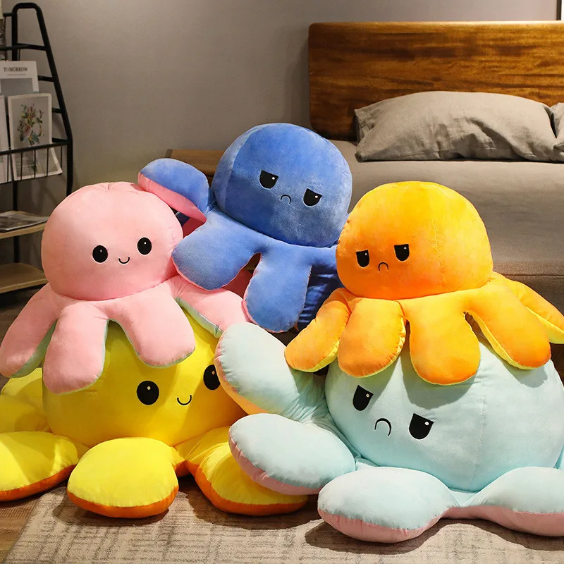 Custom Cute Octopus Stuffed Reversible plush pillow Octopus Dolls Reversible Stuffed Octopus Toy animal kids toys Plush Toys