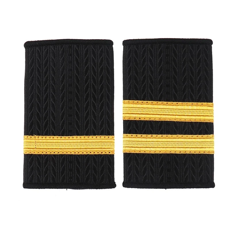 1 Pair Epaulettes Professional Uniform Epaulets Gold Stripe Shoulder Badges OEM in epaulettes for crew uniform