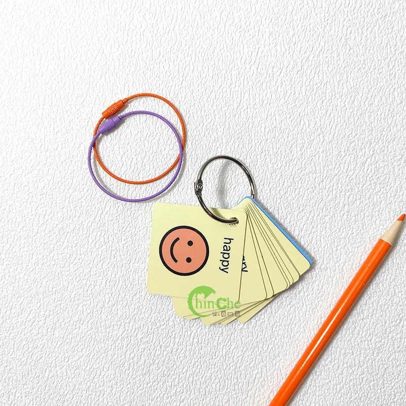 Kids Waterproof Hard Plastic PVC Flash Card With Binder Ring