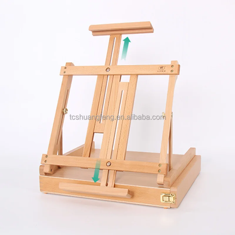 Table Easel & Sketch Box with  Drawer- Shuangfeng Oiled Beechwood Finish W05B