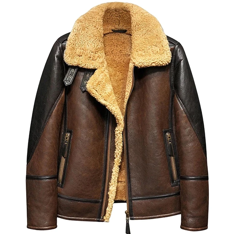 Sheepskin Dunkirk Shearling Bane Aviator Fur Bomber Coat Leather Jacket Men Flight Warm Filling Winter Wear Coat Jacket Price