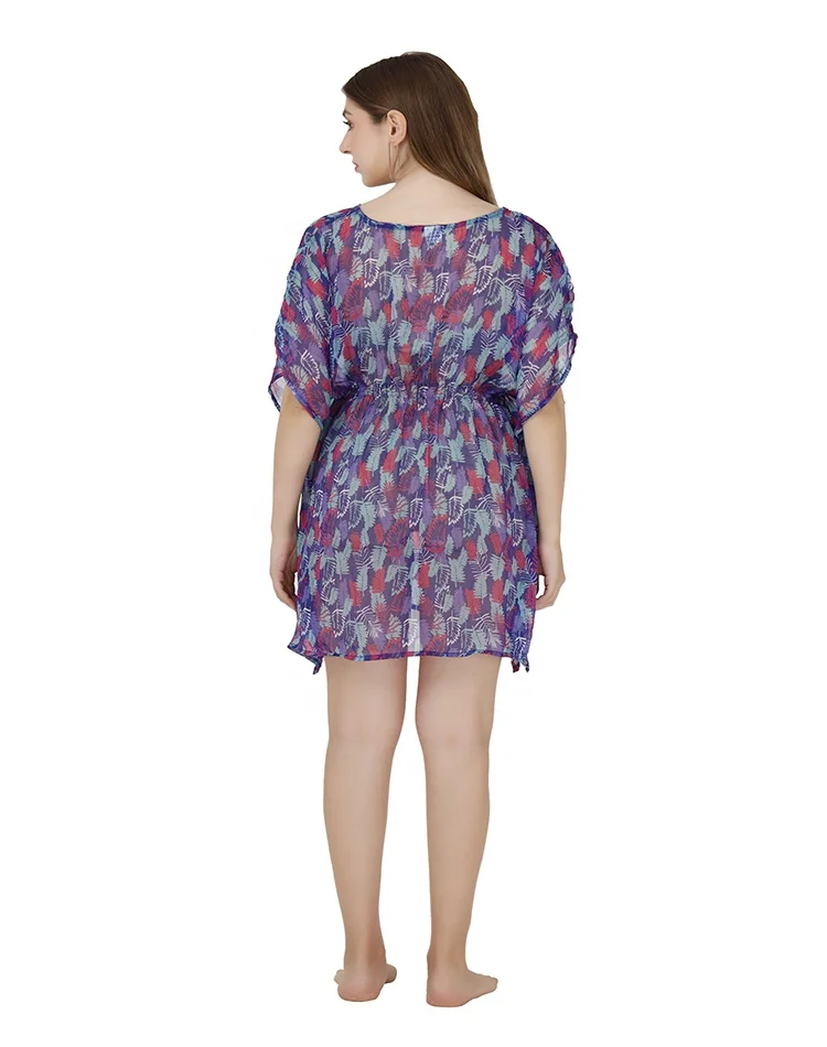 New Design Sexy swimwear & beachwear V-neck Poly-chiffon fabric floral multicolored design Swim cover-up Beach dress for  women