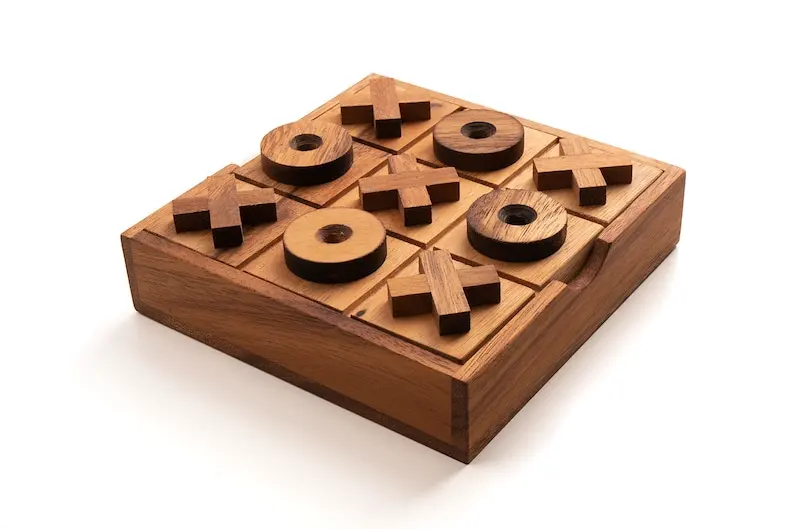 Board Game XO Board Game Family Children Puzzle Game Educational Wooden Tic Tac Toe Toys For Kids