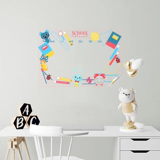 Dry Erase Lesson Planner for Students Reusable Durable Polystyrene Material Holds The Surface With Static Electricity