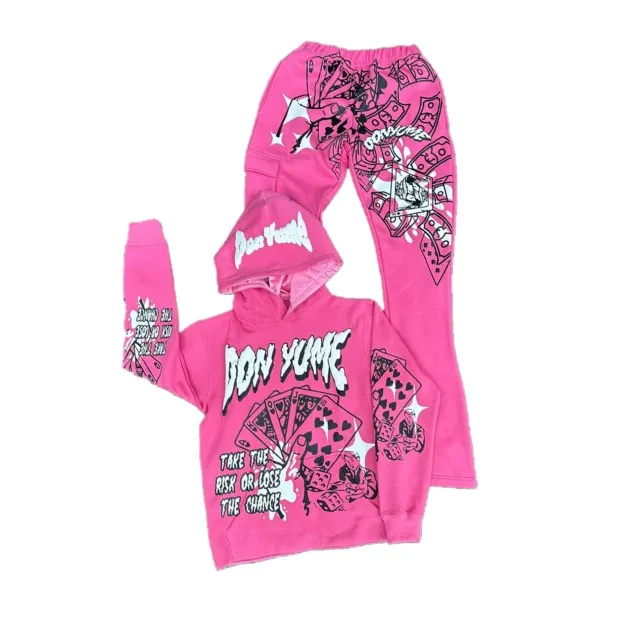 High Quality Heavyweight Acid Wash Tracksuit Vintage Hoodie and Sweatpants Set Custom Design Unisex Acid Washed Sweat Suit