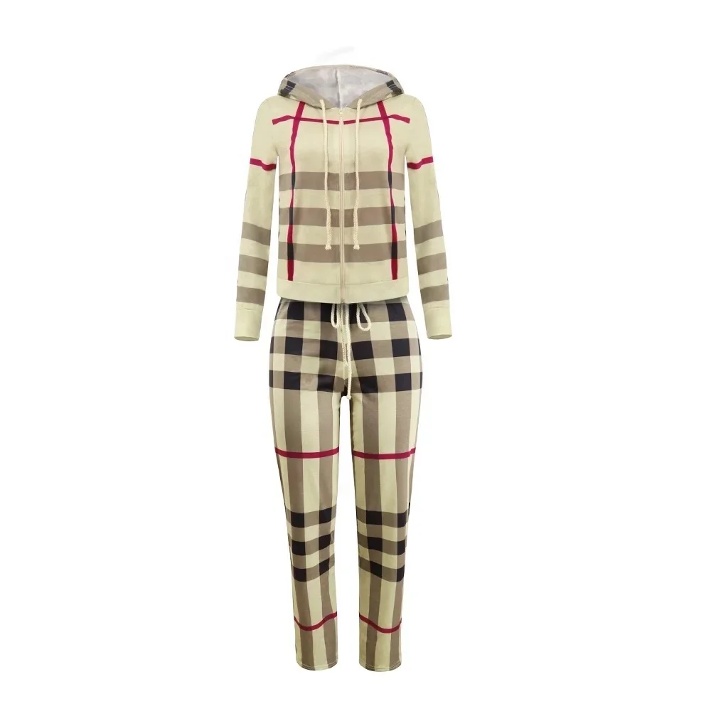 New fresh check  Style Long Sleeve Gym Outfit Quick Dry Track Suits For Women Sports Training Wear Track Suits