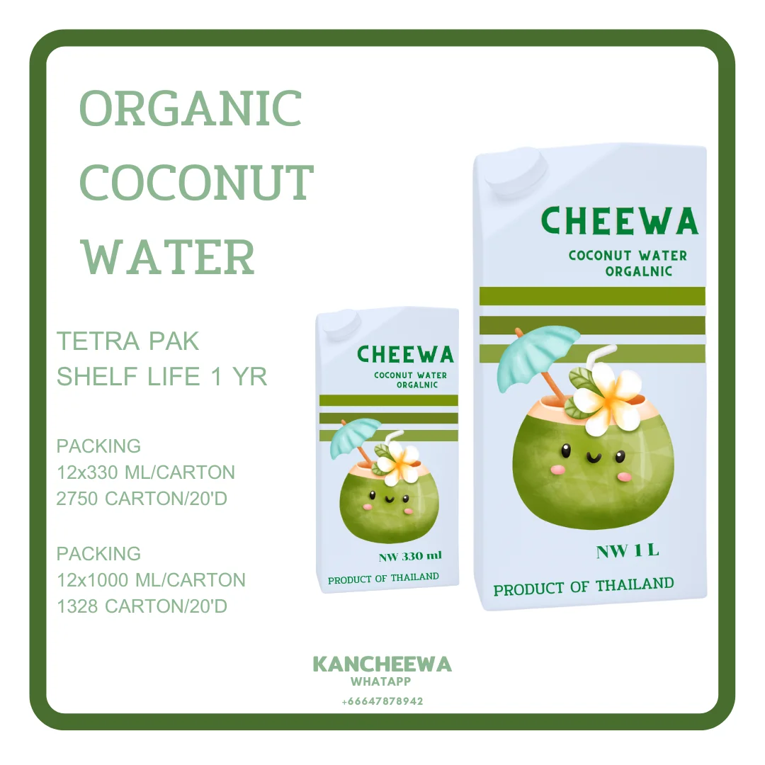 Product of Thailand Natural Drink Organic  CHEEWA Coconut Water Kancheewalanad Company OEM BOX