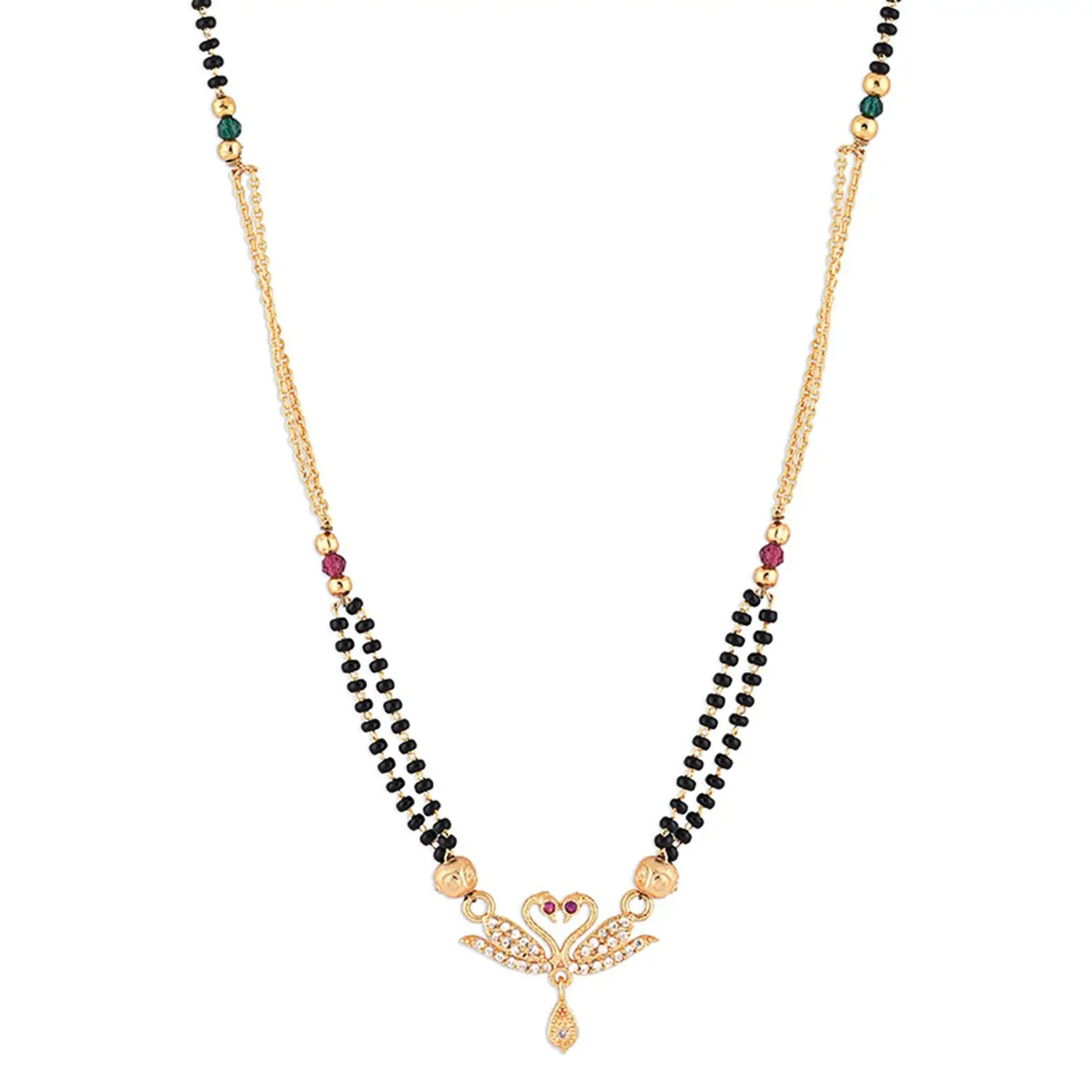 Indian Jewelry For Women Wedding CZ Crystal Bridal Swan Pendant Mangalsutra Necklace Indian Manufacturer Wholesale Jewelry