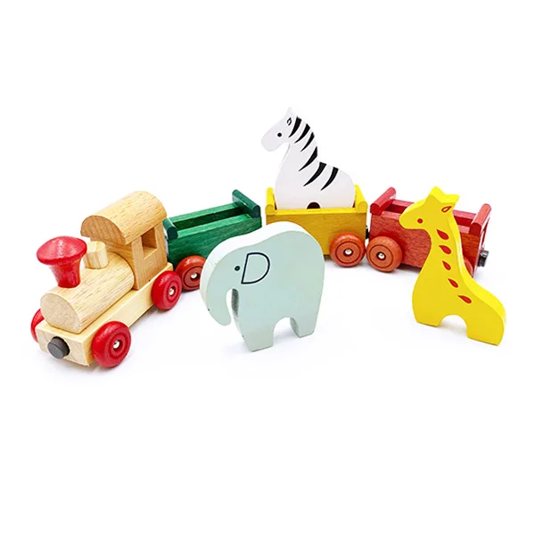Wooden toys animal train