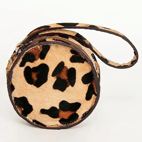 Jaguar Print Cowhide Leather Round Bag Matching Straps Designer Western Canteen Bag Hand Bag At Best Price