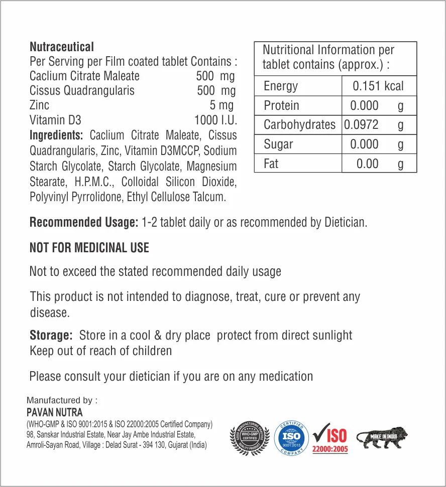 Hot Sale Private Label Calcium Citrate Maleate Zinc & Vitamin D3 Tablet for Healthcare Products Available at Wholesale Price