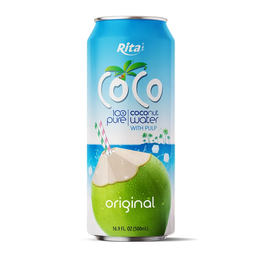 Vietnam New Product Coconut Water 500ML Can With Pullp In Blueberry Flavor