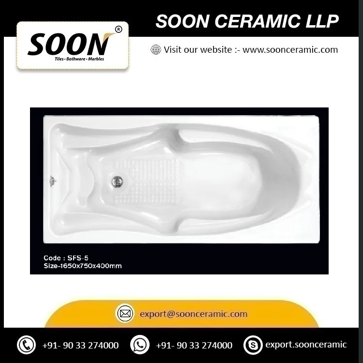 Indian Export Quality White Color Bathtub for Hotel and Home Application with Fancy Style Washroom Bathtub from India