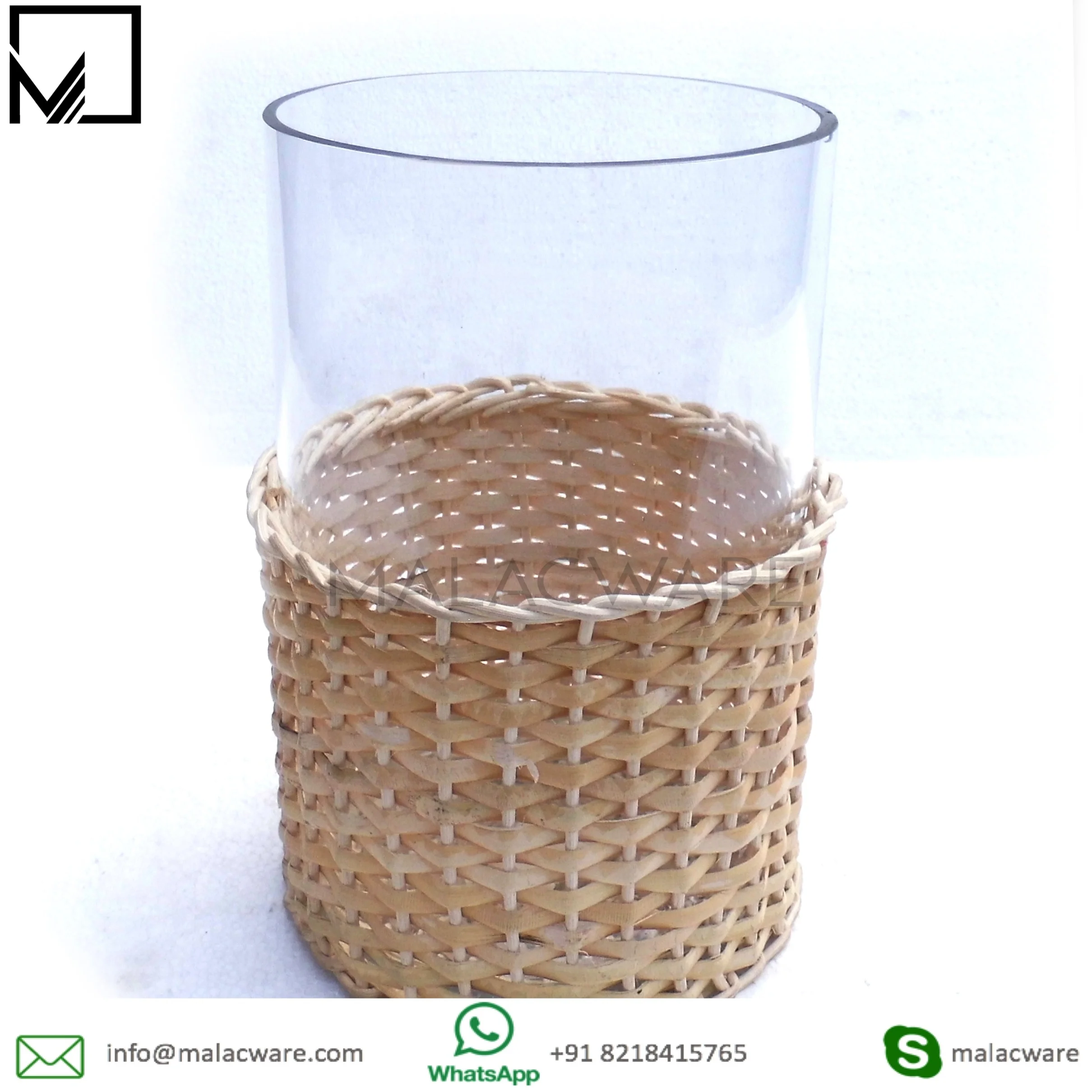home garden decorative glass bamboo vase wholesale offer custom logo engraving bamboo vase