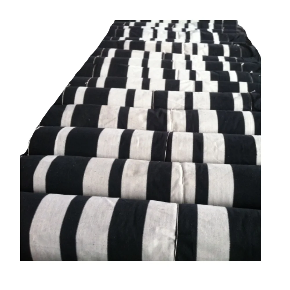 Black and White Stripe Canvas Fabric for Tent Tarpaulins Wind Breaking Wall Custom Traditional Arabic Stripe Tent Canvas Fabric