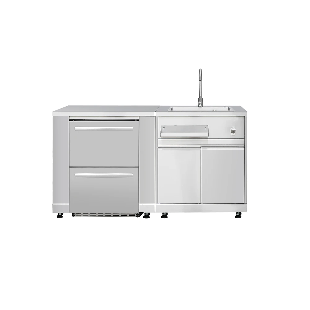 Hyxion Stainless Steel Outdoor Kitchen Two-Piece Sink Outdoor Refrigerator Outdoor Appliance Cabinet for Home Use