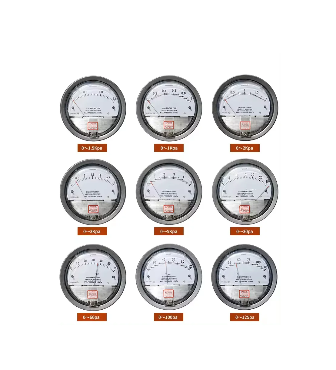 AIRCOLOURFUL 0-60 Pa 120mm Circular Air Differential Pressure Gauge