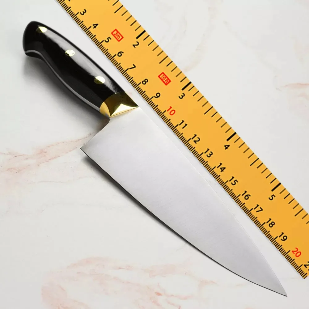Customized Handmade Stainless Steel 8 Inch Kitchen Knives Chef Meat Knife With Durable Triple Wood Handle