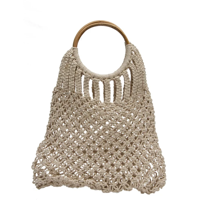 New Arrival Hand Cotton Macrame Tassel Bags Shopping Beach Handmade Macrame Bag For Girls From Bangladesh By Quality Handicrafts