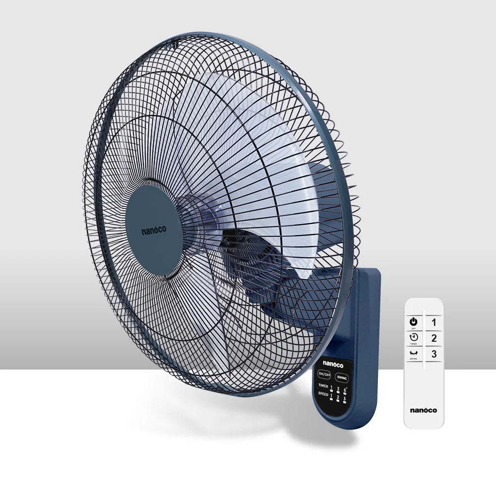 Nanoco High Quality Wall Mounted Fan with Remote Control Model NWF1612RC 72.2 m3/min Air Flow Electric Power Source Ready Ship