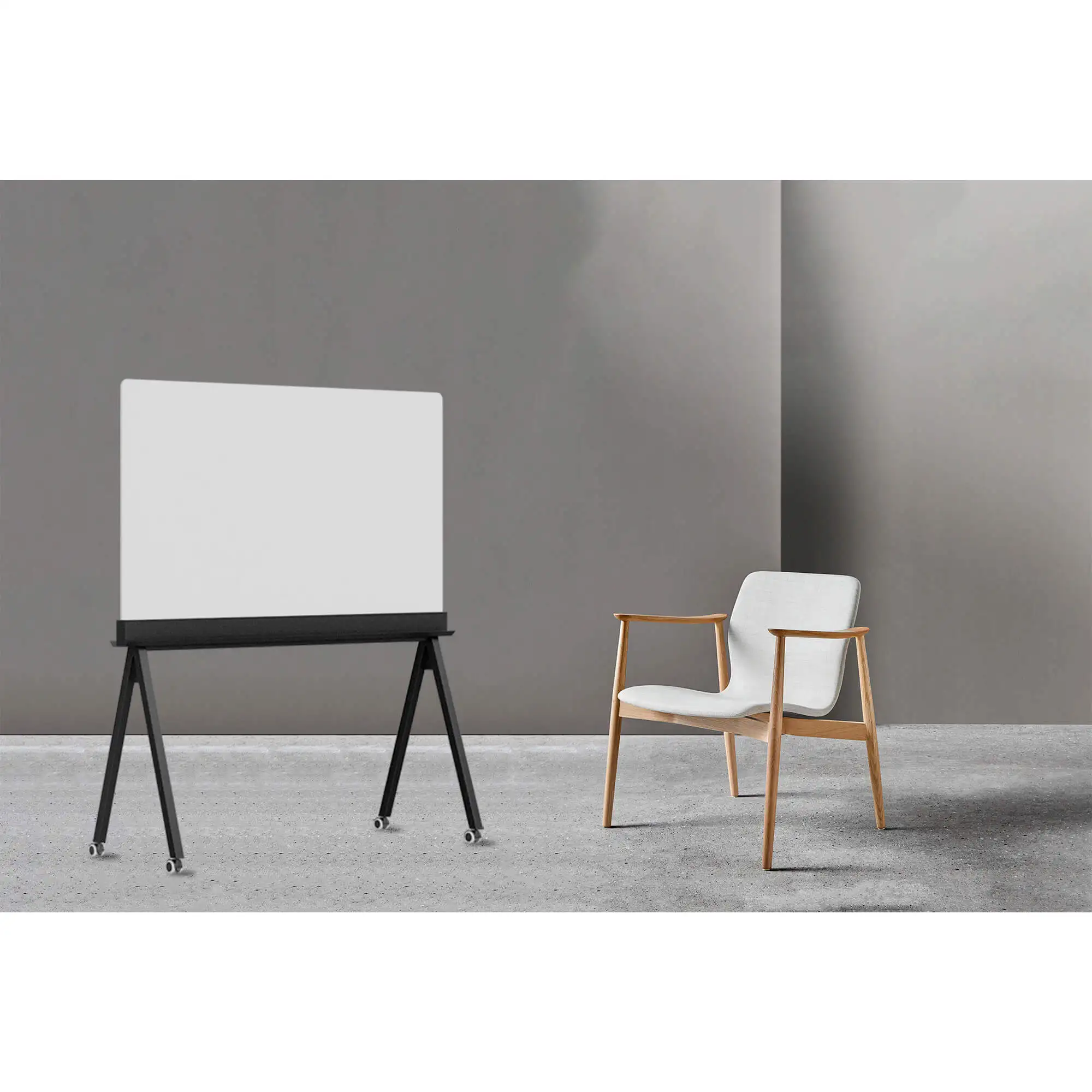 Mobile Glass Board 100 x 135 cm, 40 x 53 Dual-sided dry-erase Easy-to-clean, writable, and tempered glass surface