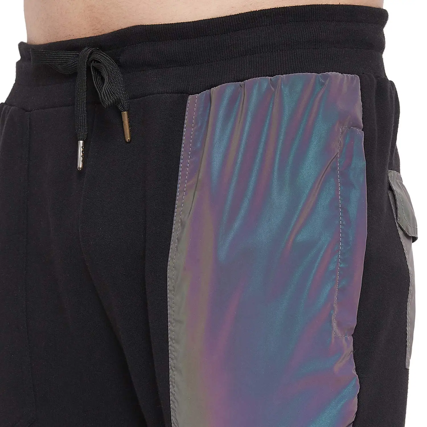 Tracksuits Nylon Pullover Your Own Logo 3M Reflective Panel Work Color Block Shiny Scorch Long Sleeve holographic tracksuit