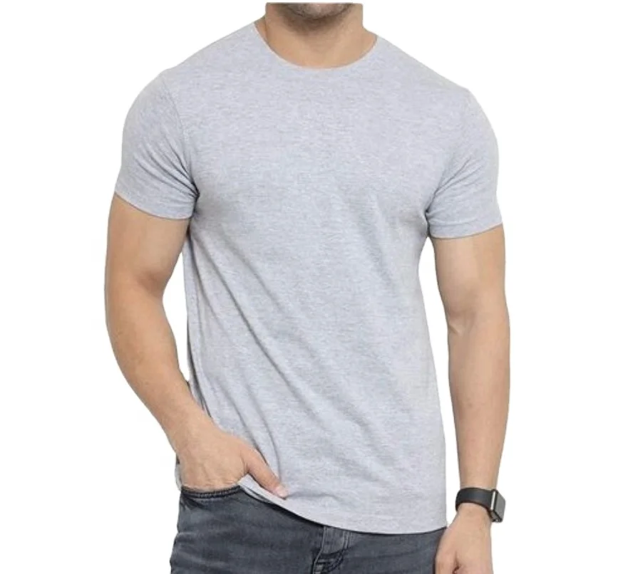 Мужские однотонные футболки с круглым вырезом